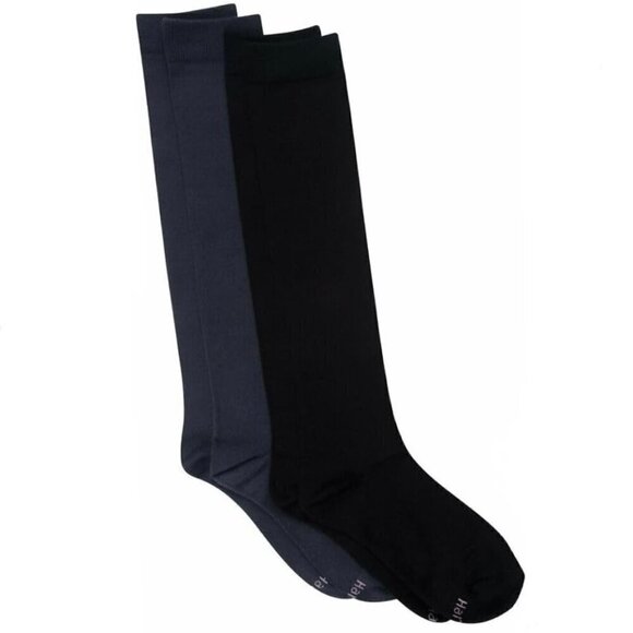 NWT 2 Pack Hanes Premium Soft & Silky Comfortsoft Socks in Black / Gray Sz 5-9 - Picture 2 of 5